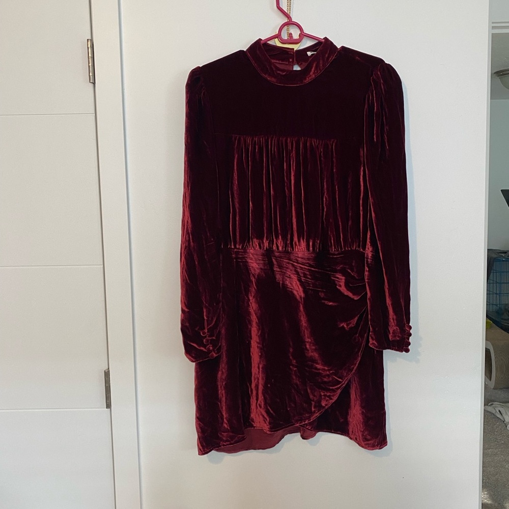 Reformation Velvet Dress in Chianti